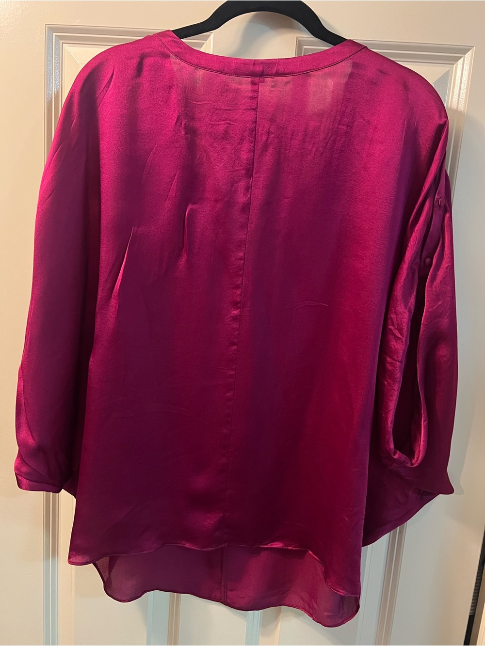 Rachel Zoe Silk V-Neck Cape Blouse in Berry NEW